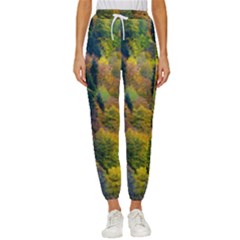 Forest Trees Leaves Fall Autumn Nature Sunshine Women s Cropped Drawstring Pants by Ravend