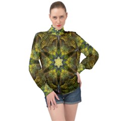 Fractal-fantasy-design-background- High Neck Long Sleeve Chiffon Top by Vaneshart