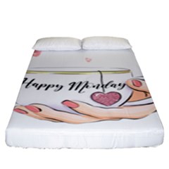 Happy Monday Fitted Sheet (king Size) by SychEva