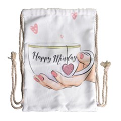 Happy Monday Drawstring Bag (Large)