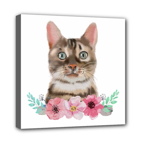 Watercolor Cat Mini Canvas 8  X 8  (stretched) by SychEva