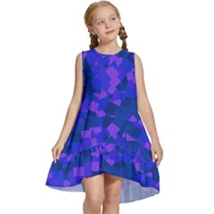 Cold Colorful Geometric Abstract Pattern Kids  Frill Swing Dress by dflcprintsclothing