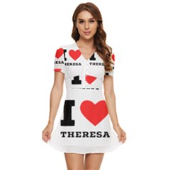 I Love Theresa V-neck High Waist Chiffon Mini Dress by ilovewhateva