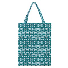 Teal And White Owl Pattern Classic Tote Bag by GardenOfOphir