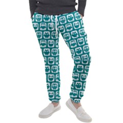 Teal And White Owl Pattern Men s Jogger Sweatpants by GardenOfOphir