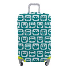 Teal And White Owl Pattern Luggage Cover (small) by GardenOfOphir