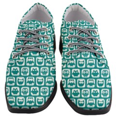 Teal And White Owl Pattern Women Heeled Oxford Shoes by GardenOfOphir