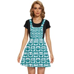 Teal And White Owl Pattern Apron Dress by GardenOfOphir