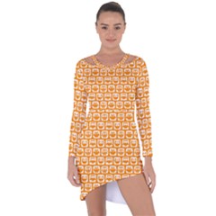 Yellow And White Owl Pattern Asymmetric Cut-out Shift Dress by GardenOfOphir
