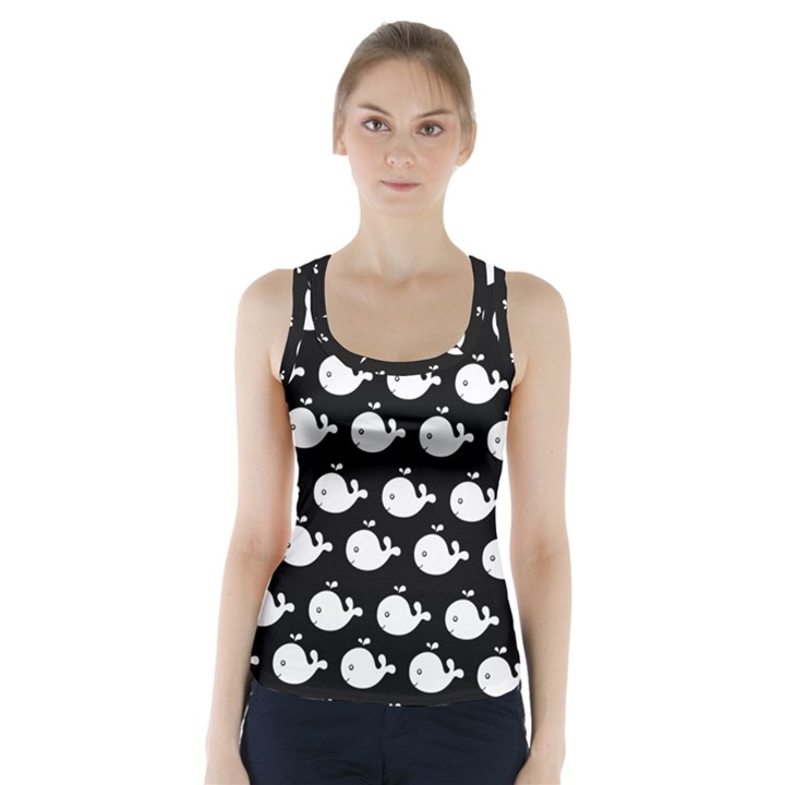 Cute Whale Illustration Pattern Racer Back Sports Top
