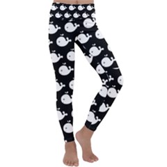 Cute Whale Illustration Pattern Kids  Lightweight Velour Classic Yoga Leggings by GardenOfOphir