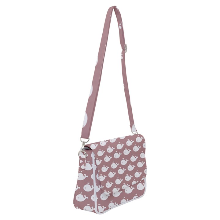 Cute Whale Illustration Pattern Shoulder Bag with Back Zipper