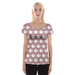 Cute Whale Illustration Pattern Cap Sleeve Top by GardenOfOphir