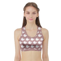 Cute Whale Illustration Pattern Sports Bra With Border by GardenOfOphir