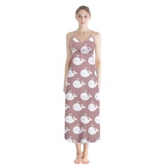 Cute Whale Illustration Pattern Button Up Chiffon Maxi Dress