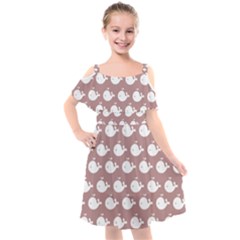 Cute Whale Illustration Pattern Kids  Cut Out Shoulders Chiffon Dress by GardenOfOphir