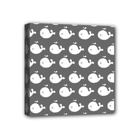 Cute Whale Illustration Pattern Mini Canvas 4  X 4  (stretched) by GardenOfOphir