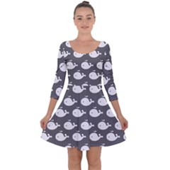 Cute Whale Illustration Pattern Quarter Sleeve Skater Dress by GardenOfOphir