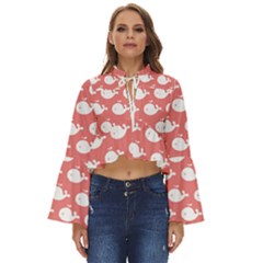 Coral Whales Pattern Boho Long Bell Sleeve Top