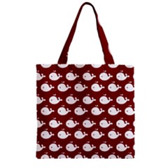 Cute Whale Illustration Pattern Zipper Grocery Tote Bag