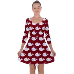 Cute Whale Illustration Pattern Quarter Sleeve Skater Dress by GardenOfOphir