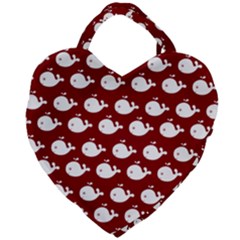 Cute Whale Illustration Pattern Giant Heart Shaped Tote by GardenOfOphir