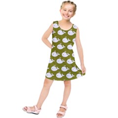 Cute Whale Illustration Pattern Kids  Tunic Dress by GardenOfOphir