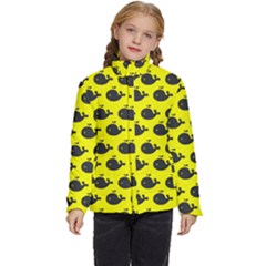 Cute Whale Illustration Pattern Kids  Puffer Bubble Jacket Coat by GardenOfOphir