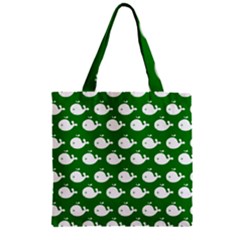 Cute Whale Illustration Pattern Zipper Grocery Tote Bag by GardenOfOphir