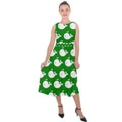 Cute Whale Illustration Pattern Midi Tie-back Chiffon Dress by GardenOfOphir