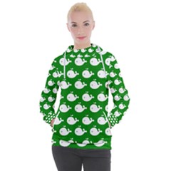 Cute Whale Illustration Pattern Women s Hooded Pullover by GardenOfOphir