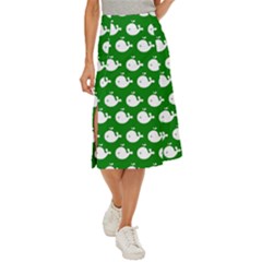 Cute Whale Illustration Pattern Midi Panel Skirt