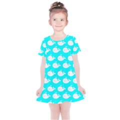 Cute Whale Illustration Pattern Kids  Simple Cotton Dress by GardenOfOphir