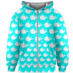 Cute Whale Illustration Pattern Kids  Zipper Hoodie Without Drawstring by GardenOfOphir