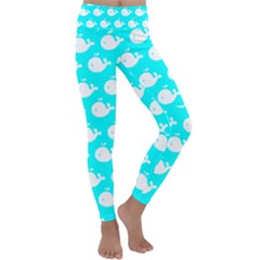 Cute Whale Illustration Pattern Kids  Lightweight Velour Classic Yoga Leggings by GardenOfOphir