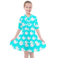 Cute Whale Illustration Pattern Kids  All Frills Chiffon Dress by GardenOfOphir