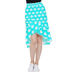 Cute Whale Illustration Pattern Frill Hi Low Chiffon Skirt by GardenOfOphir