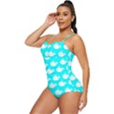 Cute Whale Illustration Pattern Retro Full Coverage Swimsuit View2