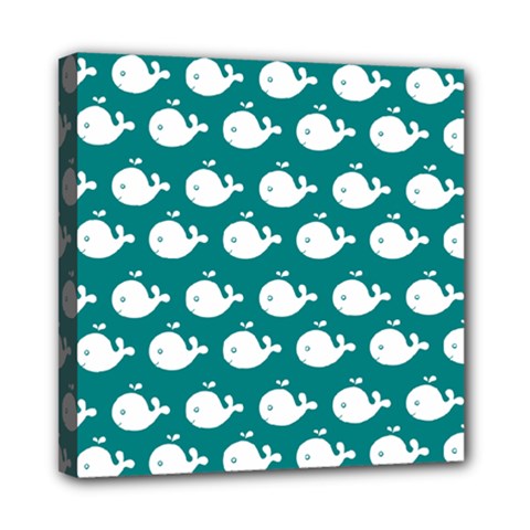 Cute Whale Illustration Pattern Mini Canvas 8  x 8  (Stretched)