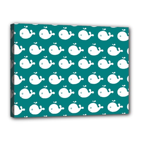 Cute Whale Illustration Pattern Canvas 16  x 12  (Stretched)
