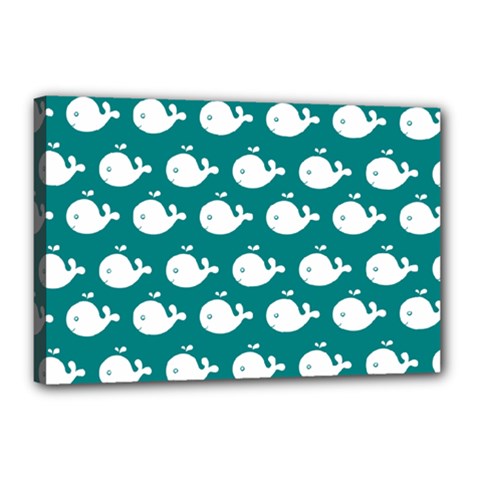 Cute Whale Illustration Pattern Canvas 18  x 12  (Stretched)