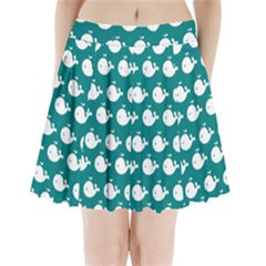Cute Whale Illustration Pattern Pleated Mini Skirt
