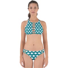 Cute Whale Illustration Pattern Perfectly Cut Out Bikini Set