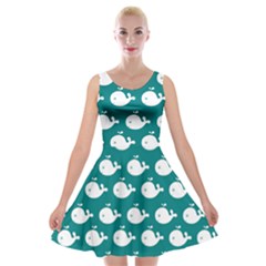 Cute Whale Illustration Pattern Velvet Skater Dress