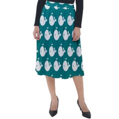 Cute Whale Illustration Pattern Classic Velour Midi Skirt 