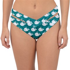 Cute Whale Illustration Pattern Double Strap Halter Bikini Bottoms