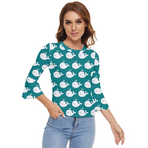 Cute Whale Illustration Pattern Bell Sleeve Top by GardenOfOphir