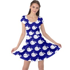 Cute Whale Illustration Pattern Cap Sleeve Dress by GardenOfOphir