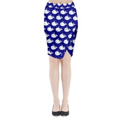 Cute Whale Illustration Pattern Midi Wrap Pencil Skirt by GardenOfOphir