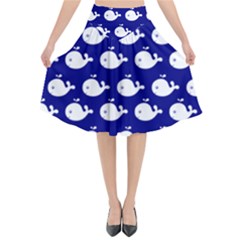 Cute Whale Illustration Pattern Flared Midi Skirt by GardenOfOphir